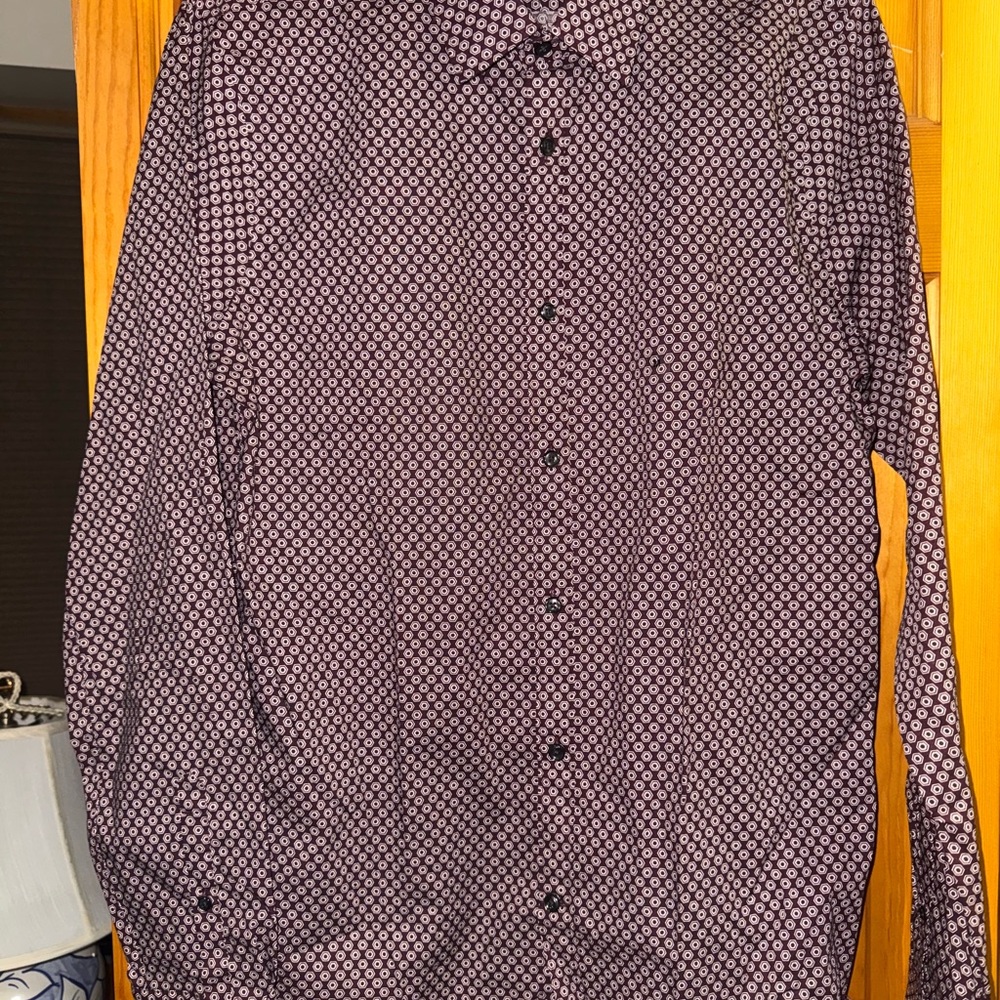 Express Men's Geometric Shirt - Black and Purple